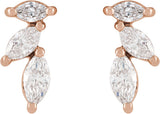 14K Gold Marquise Natural Diamond Accented Earrings - Rose Gold