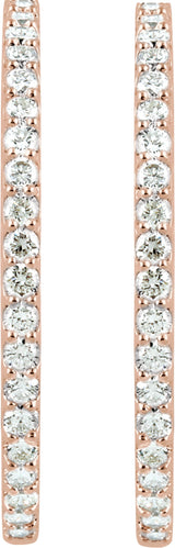 14K Gold Round Lab-Grown Diamond Inside-Outside Hoop Earrings - Rose Gold - view 2