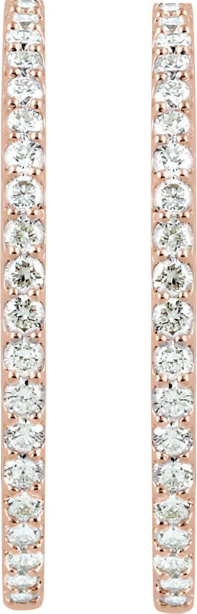 14K Gold Round Lab-Grown Diamond Inside-Outside Hoop Earrings - Rose Gold - view 2
