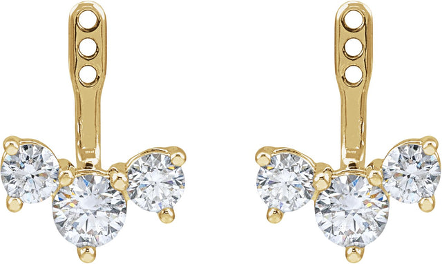 14K Gold Lab-Grown Diamond Earring Jackets - Yellow Gold - view 2