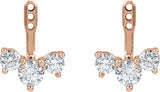 14K Gold Natural Diamond Earring Jackets - Rose Gold - view 2