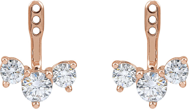 14K Gold Natural Diamond Earring Jackets - Rose Gold - view 2