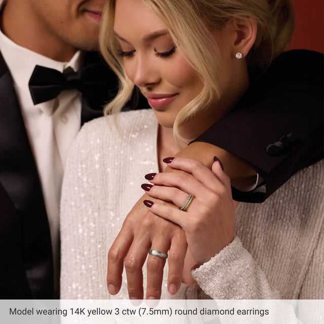 18K Gold Natural Diamond Round 3-Prong Cocktail-Style Stud Earrings - view 5