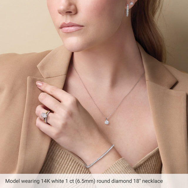 14K Gold Round Lab-Grown Diamond Solitaire Necklace or Pendant – 4-8mm Stones - Rose Gold - view 3