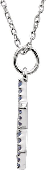 14K Gold Round Natural Blue Sapphire Accented Star of David Necklace or Pendant - White Gold - view 2