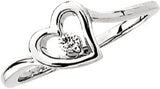 14K Gold Round Natural Diamond Accented Heart Ring – 2.5mm Stones - White Gold