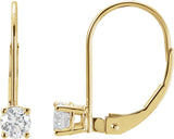 14K Gold Natural Diamond Round Lever Back Earrings - Yellow Gold