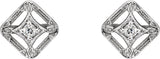 14K Gold Round Natural Diamond Filigree Earrings – 2.1mm Stones - view 2
