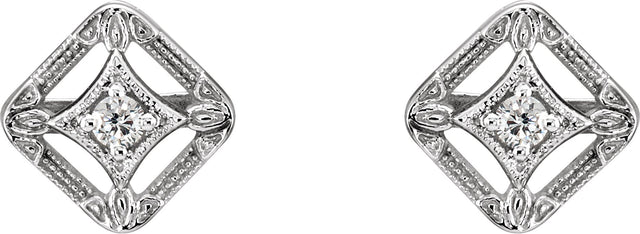 14K Gold Round Natural Diamond Filigree Earrings – 2.1mm Stones - view 2