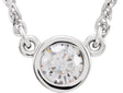 14K Gold Round Natural Diamond Bezel-Set Solitaire Necklace