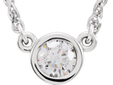 14K Gold Round Natural Diamond Bezel-Set Solitaire Necklace