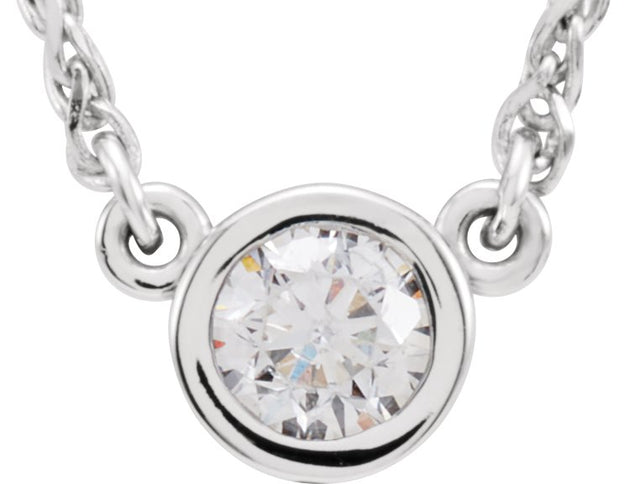 14K Gold Round Natural Diamond Bezel-Set Solitaire Necklace