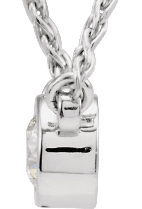 14K Gold Round Natural Diamond Bezel-Set Solitaire Necklace - view 2