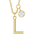 14K Gold Round Natural Diamond Accented Initial Necklace - Yellow Gold