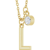 14K Gold Round Lab-Grown Diamond Accented Initial Necklace - Yellow Gold - view 2