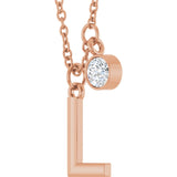 14K Gold Round Lab-Grown Diamond Accented Initial Necklace - Rose Gold - view 3