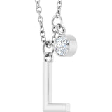14K Gold Round Lab-Grown Diamond Accented Initial Necklace - White Gold - view 2