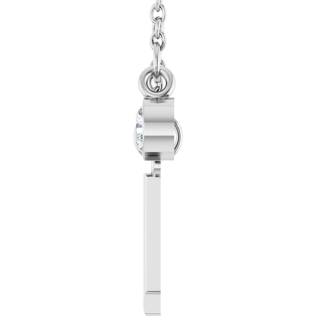 Platinum Round Natural Diamond Accented Initial Necklace - view 4
