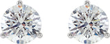 18K Gold Natural Diamond Round 3-Prong Cocktail-Style Stud Earrings - view 2