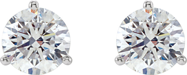 18K Gold Natural Diamond Round 3-Prong Cocktail-Style Stud Earrings - view 2