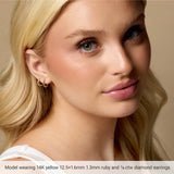 Platinum Round Natural Diamond Accented Huggie Earrings – 1.3-2mm Stones - view 6