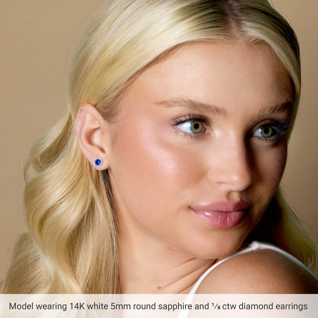 Platinum Natural White Sapphire Round 4-Prong Halo-Style Earrings – 3-6mm Stones - view 3