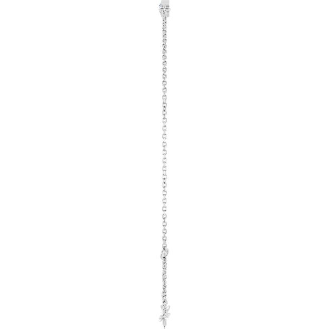 14K Gold Round Natural White Sapphire Bezel-Set Link Bracelet - White Gold - view 6