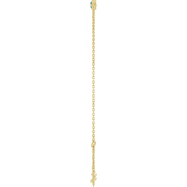 14K Gold Round Lab-Grown Alexandrite Bezel-Set Link Bracelet - Yellow Gold - view 6