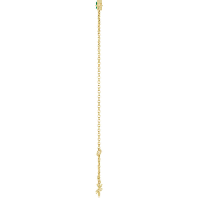 14K Gold Round Lab-Grown Emerald Bezel-Set Link Bracelet - Yellow Gold - view 6