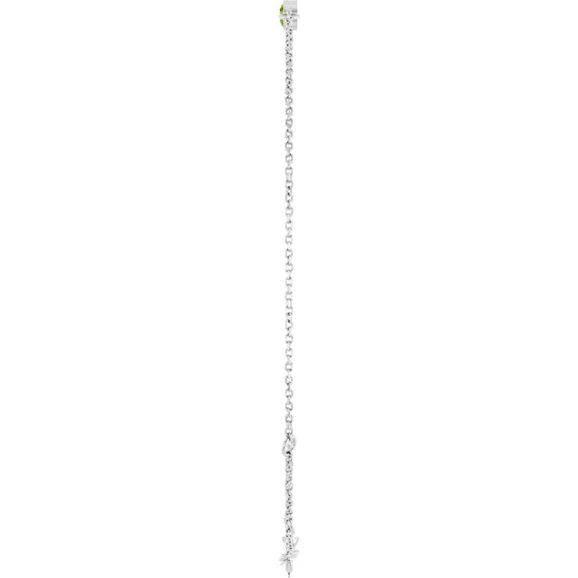 Platinum Round Natural Peridot Bezel-Set Link Bracelet - view 8