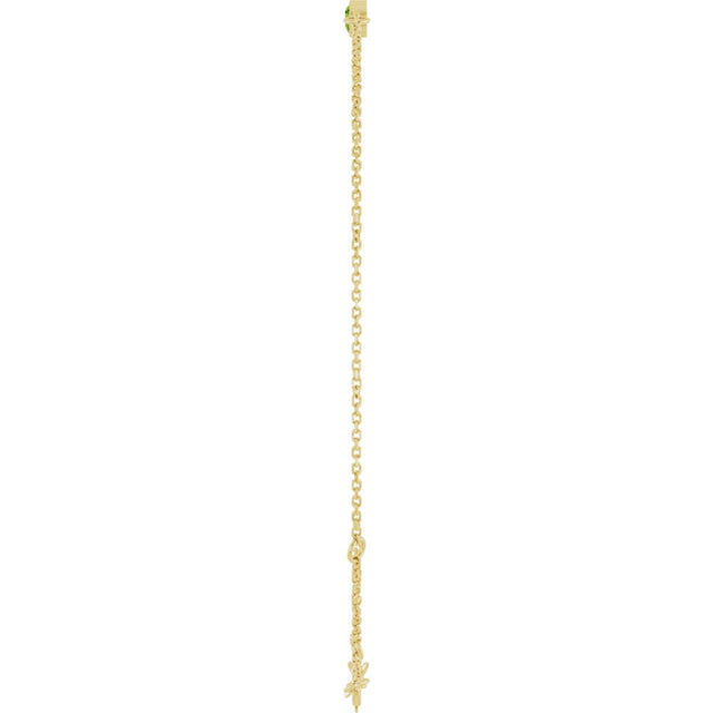 14K Gold Round Natural Peridot Bezel-Set Link Bracelet - Yellow Gold - view 6
