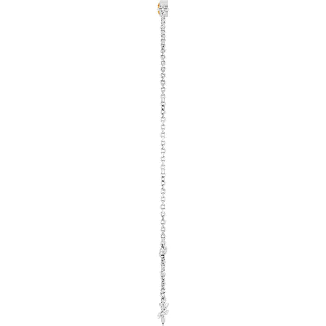 14K Gold Round Natural Citrine Bezel-Set Link Bracelet - White Gold - view 6