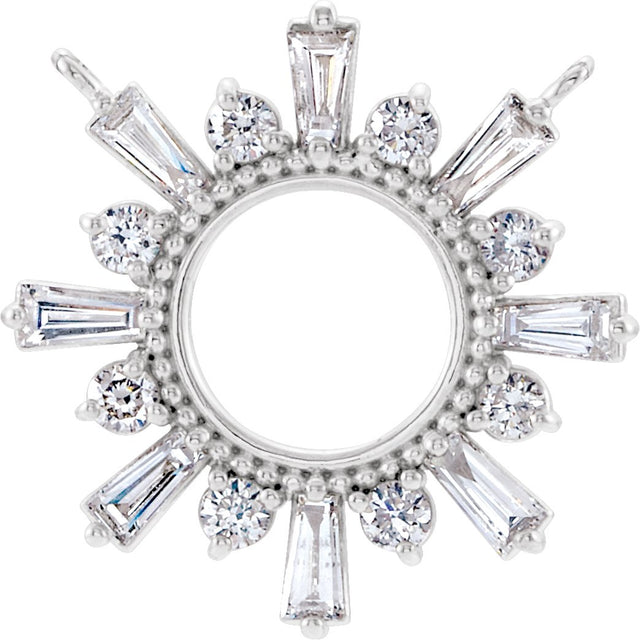Platinum Tapered Baguette Natural Diamond Accented Circle Necklace