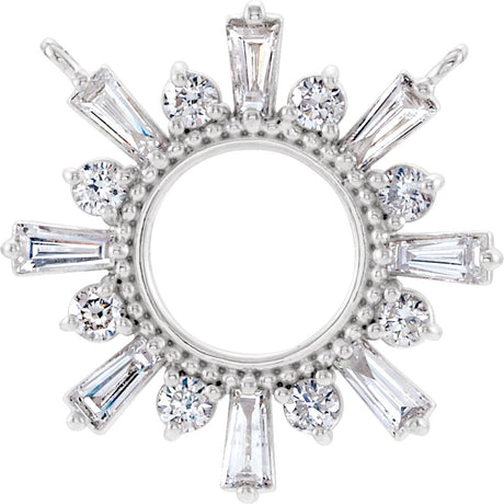 Platinum Tapered Baguette Lab-Grown Diamond Accented Circle Necklace