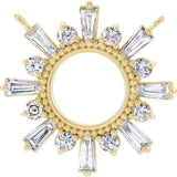 14K Gold Tapered Baguette Natural Diamond Accented Circle Necklace - Yellow Gold
