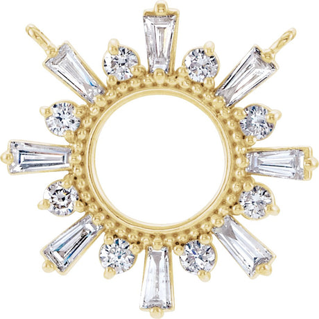 14K Gold Tapered Baguette Lab-Grown Diamond Accented Circle Necklace - Yellow Gold