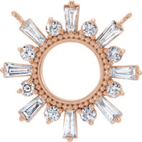 14K Gold Tapered Baguette Natural Diamond Accented Circle Necklace - Rose Gold