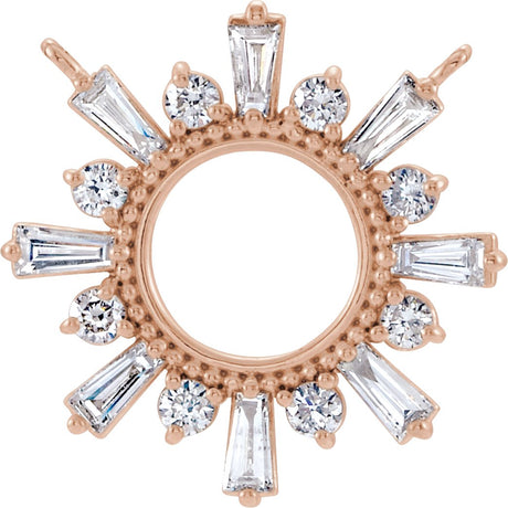14K Gold Tapered Baguette Lab-Grown Diamond Accented Circle Necklace - Rose Gold