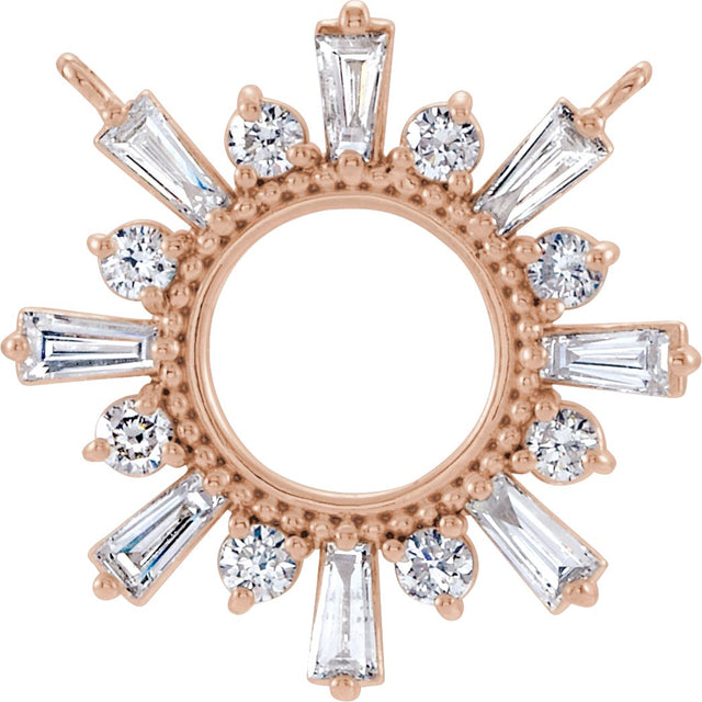 14K Gold Tapered Baguette Lab-Grown Diamond Accented Circle Necklace - Rose Gold