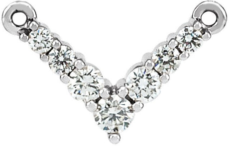 14K Gold Round Lab-Grown Diamond V Necklace - White Gold