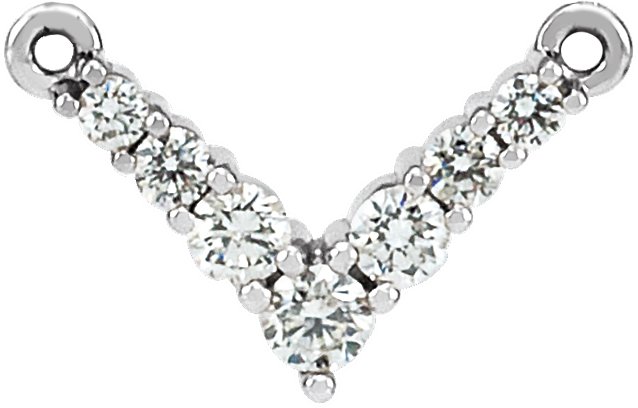 14K Gold Round Lab-Grown Diamond V Necklace - White Gold