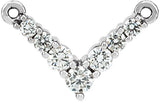 14K Gold Round Natural Diamond V Necklace – 1/3 CTW - White Gold