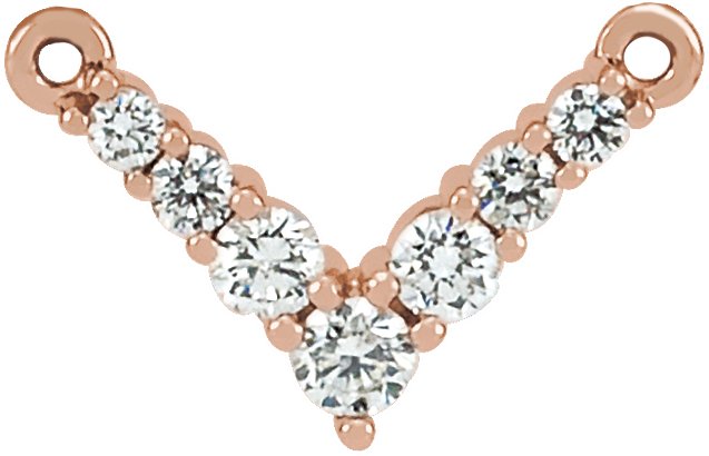 14K Gold Round Natural Diamond V Necklace – 1/3 CTW - Rose Gold