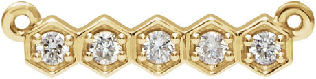 14K Gold Round Natural Diamond Five-Stone Bar Necklace - Yellow Gold