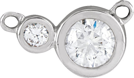 14K Gold Round Lab-Grown Diamond Accented Bezel-Set Necklace - White Gold