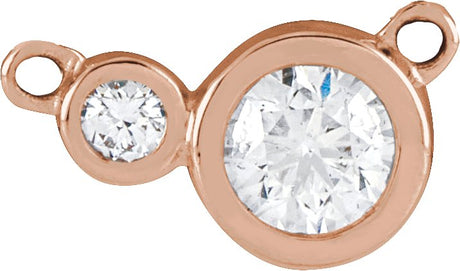 14K Gold Round Lab-Grown Diamond Accented Bezel-Set Necklace - Rose Gold