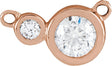 14K Gold Round Natural Diamond Accented Bezel-Set Necklace - Rose Gold