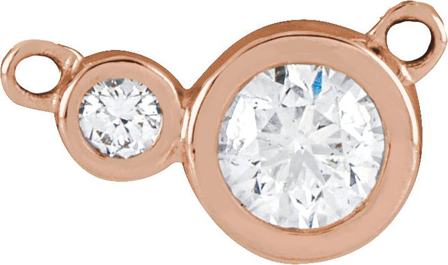14K Gold Round Natural Diamond Accented Bezel-Set Necklace - Rose Gold