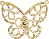 14K Gold Accented Butterfly & Floral Necklace - Yellow Gold