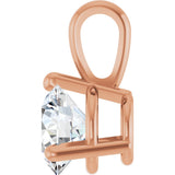 14K Gold Round Lab-Grown Diamond Solitaire Necklace or Pendant - Rose Gold - view 3